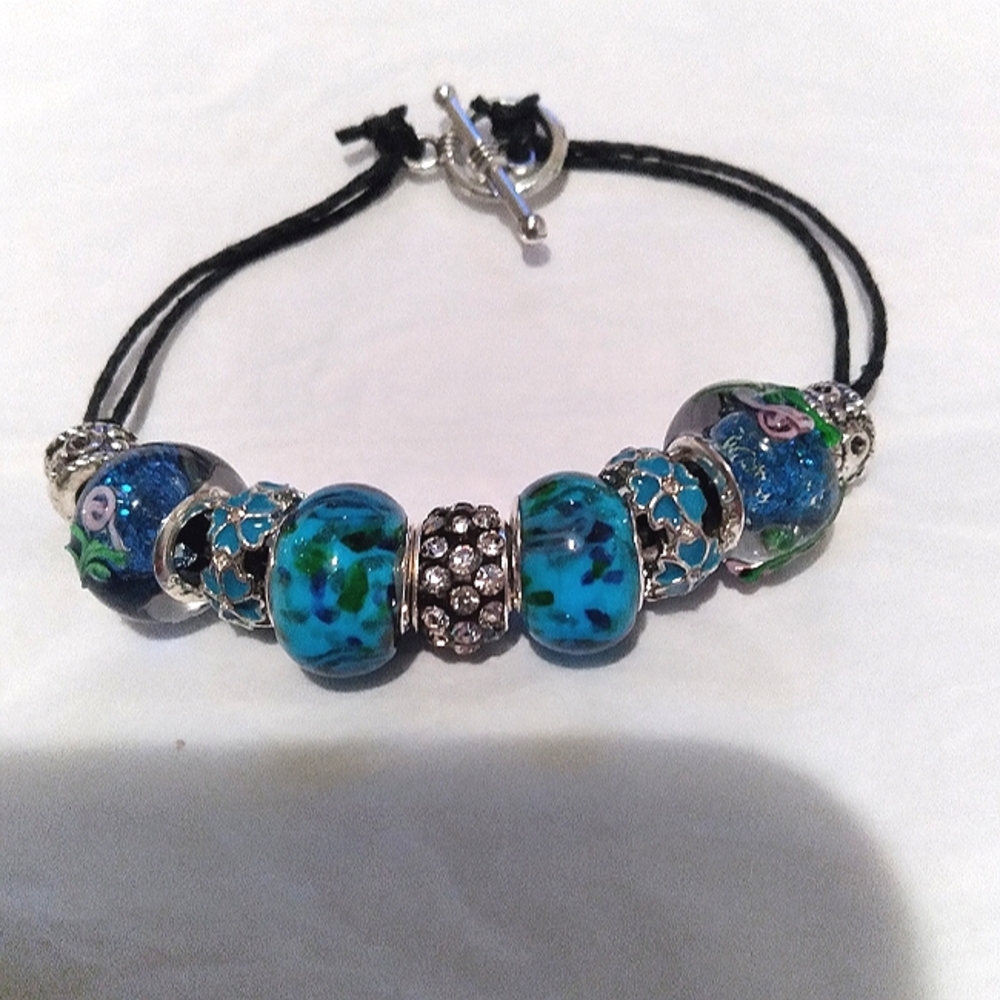 Handmade Painted Glass Beaded Bracelet